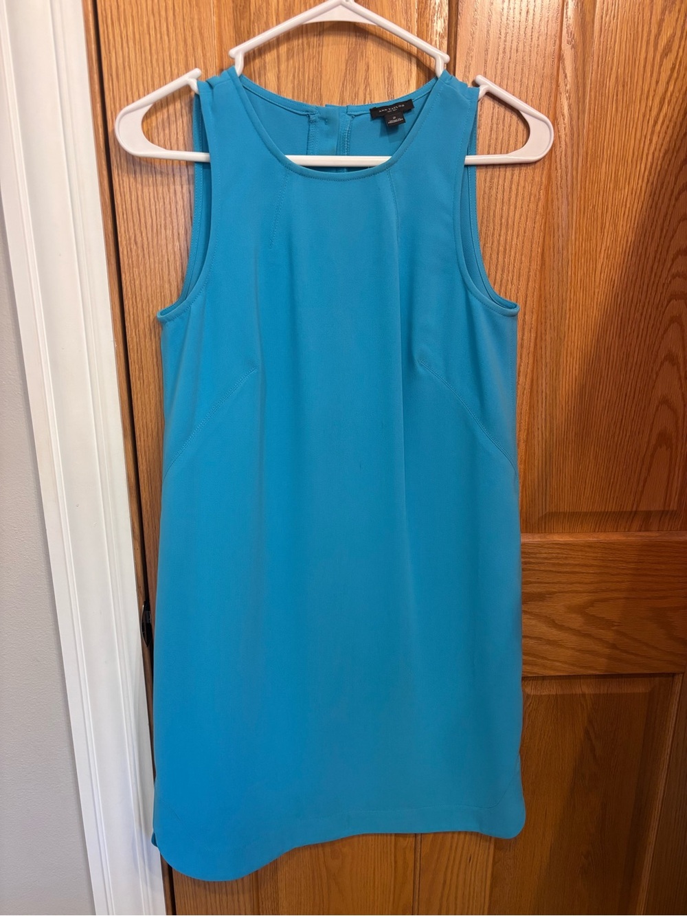 Ann Taylor Sleeveless Shift Dress in Bright Turquoise